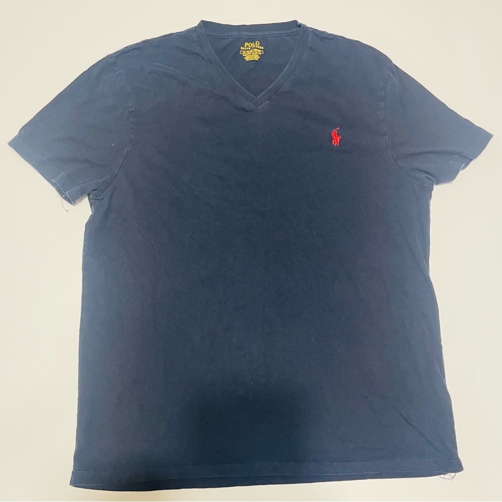 Ralph Lauren Blue V-Neck Shirt XL Slim Fit